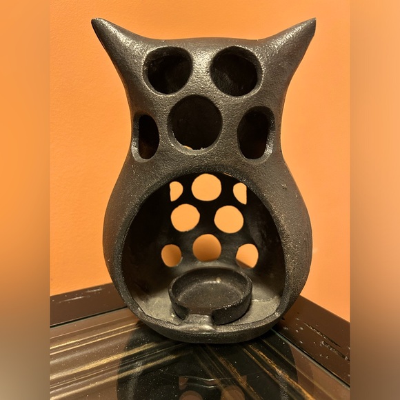 Vintage Cast-Iron Owl Lantern Candle Holder - Picture 2 of 6